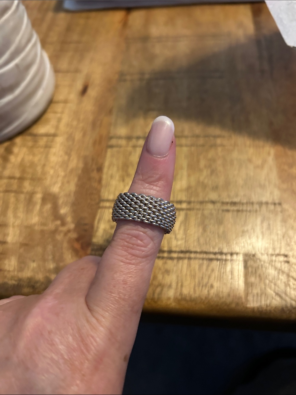 Tiffany & Co. Braided Mesh Wide Band Ring - Silver